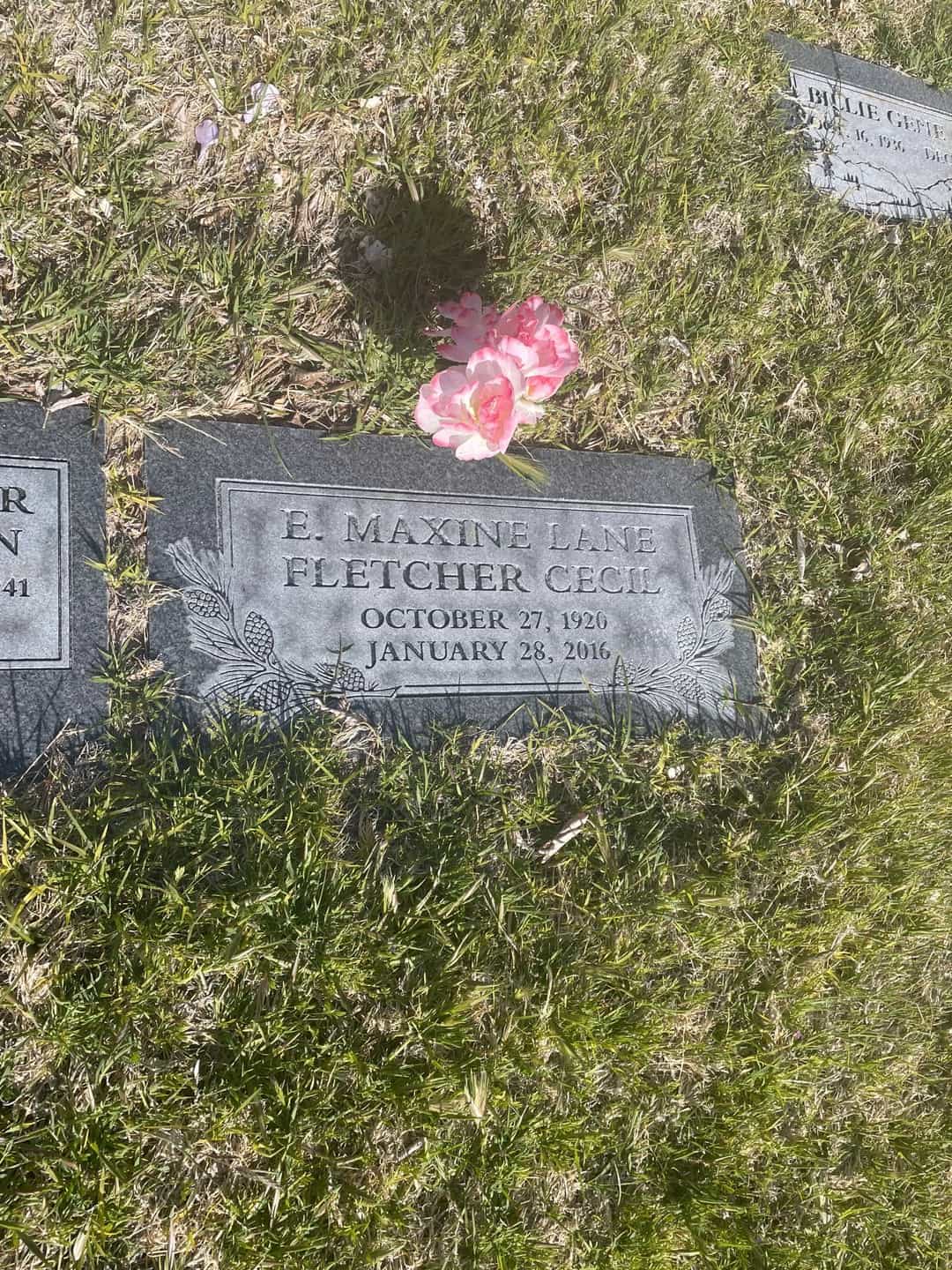 E. Maxine Lane Fletcher Cecil's grave. Photo 2