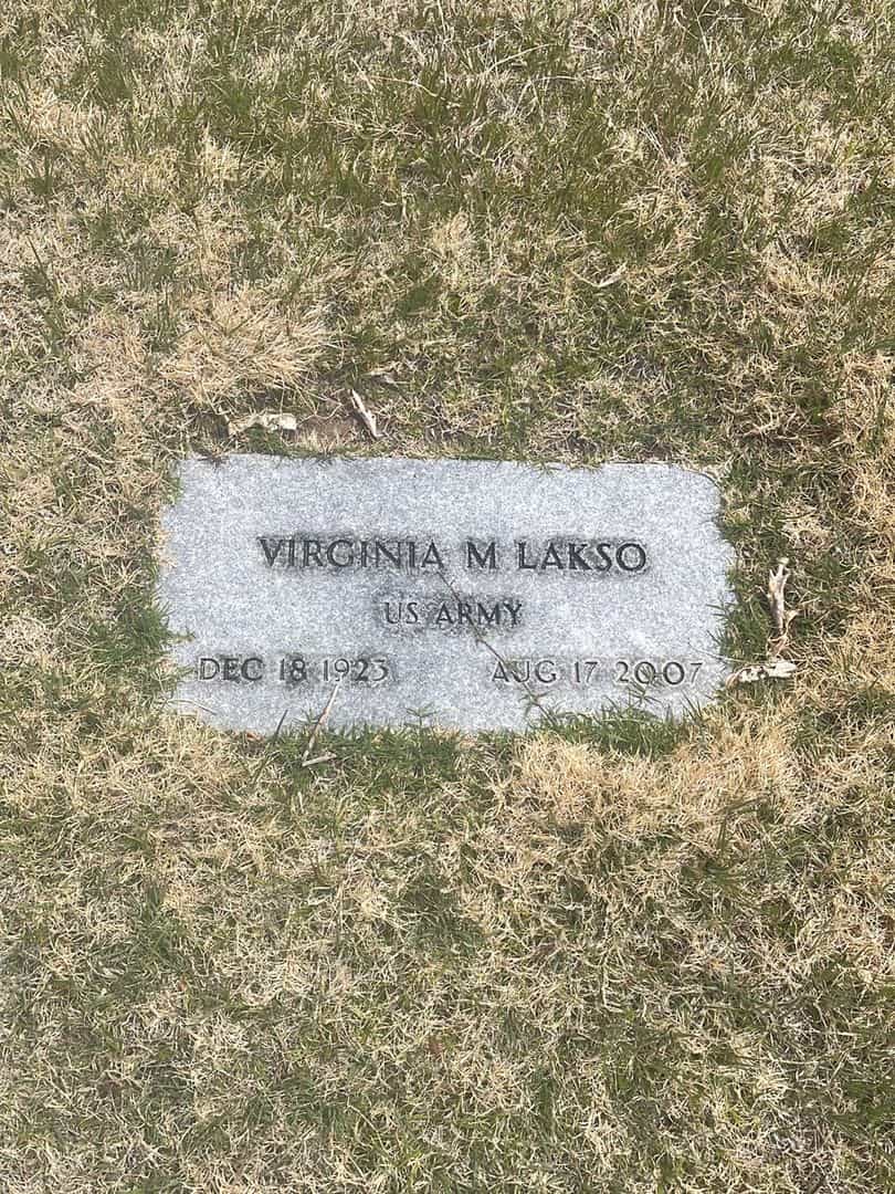 Virginia M. Lakso's grave. Photo 1